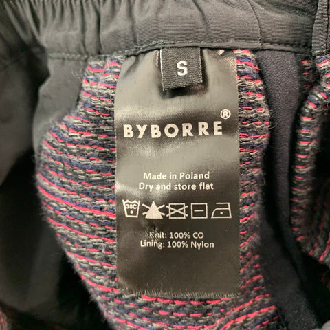 BYBORRE Size S Black Red Textured Cotton Joggers Casual Pants