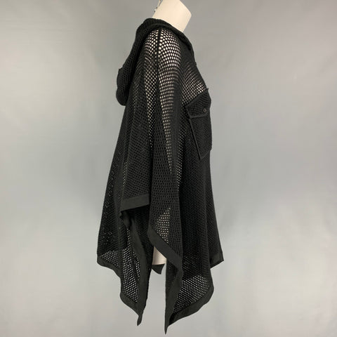RALPH LAUREN Collection Size M/L Black Cotton Mesh Poncho Cape