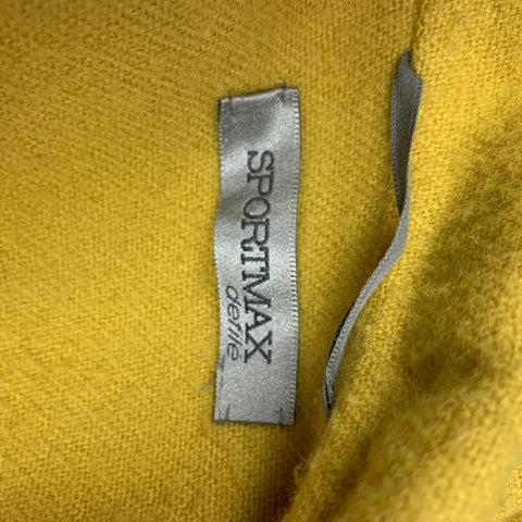 SPORTMAX Size 2 Mustard Wool Blend Textured Brooch Coat