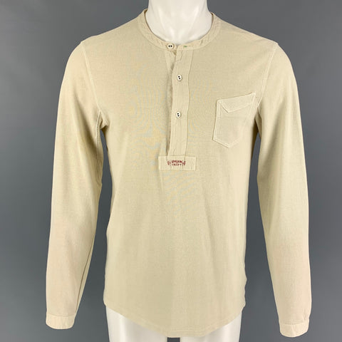 RRL by RALPH LAUREN Size S Beige Textured Cotton Henley Long Sleeve Shirt