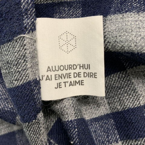 HOMECORE Size M Navy &  Gray Checkered Linen Blend Long Sleeve Shirt