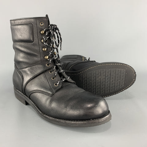 RALPH LAUREN Purple Label Size 11 Black Leather Lace Up Work Boots