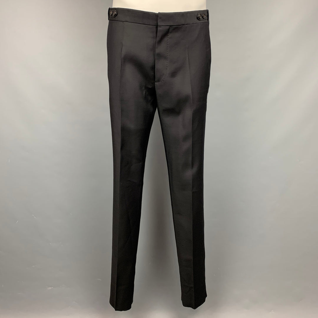 DSQUARED2 Size 42 Black Wool / Silk Peak Lapel Tuxedo Suit