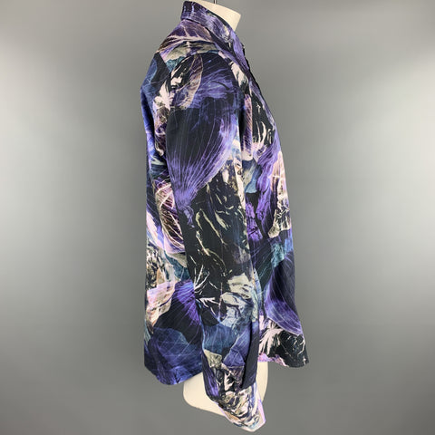 ETRO Taille L Imprimer Chemise à manches longues boutonnée en coton noir et violet