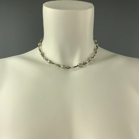 VINTAGE Silver Tone Metal Choker Alana Love Necklace