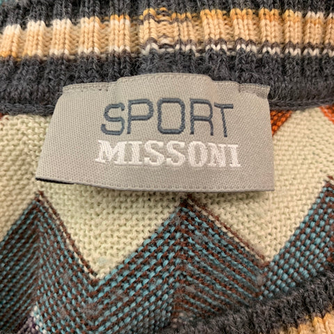 MISSONI SPORT Size 48 Multi-Color Zig Zag Wool Crew-Neck Sweater