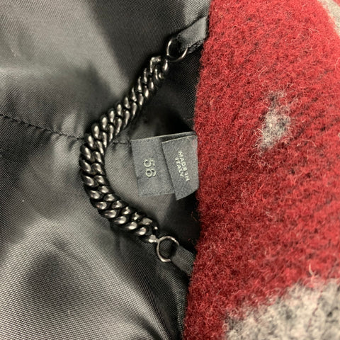 BURBERRY PRORSUM Fall 2014 Size 46 Burgundy Grey Floral Double Breasted Coat
