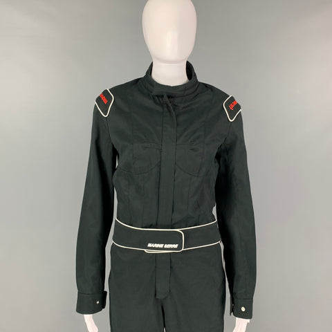 MARINE SERRE Size M Black White Cotton Long Sleeve Jumpsuit