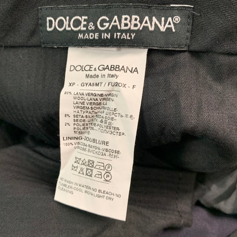 DOLCE & GABBANA Size 34 Navy Wool Tuxedo Dress Pants
