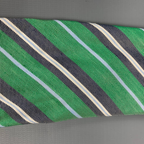 KITON Green & Grey Stripe Narrow Tie
