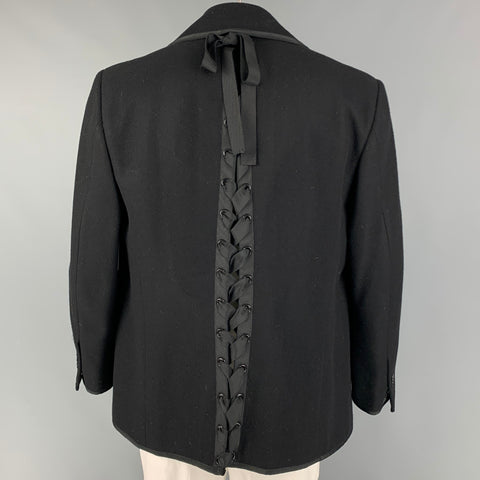 THOM BROWNE Fall 2008 Size XL Black Wool Double Breasted Coat