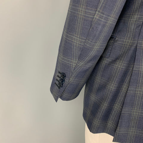 ERMENEGILDO ZEGNA Size 42 Regular Navy Olive Plaid Wool Suit