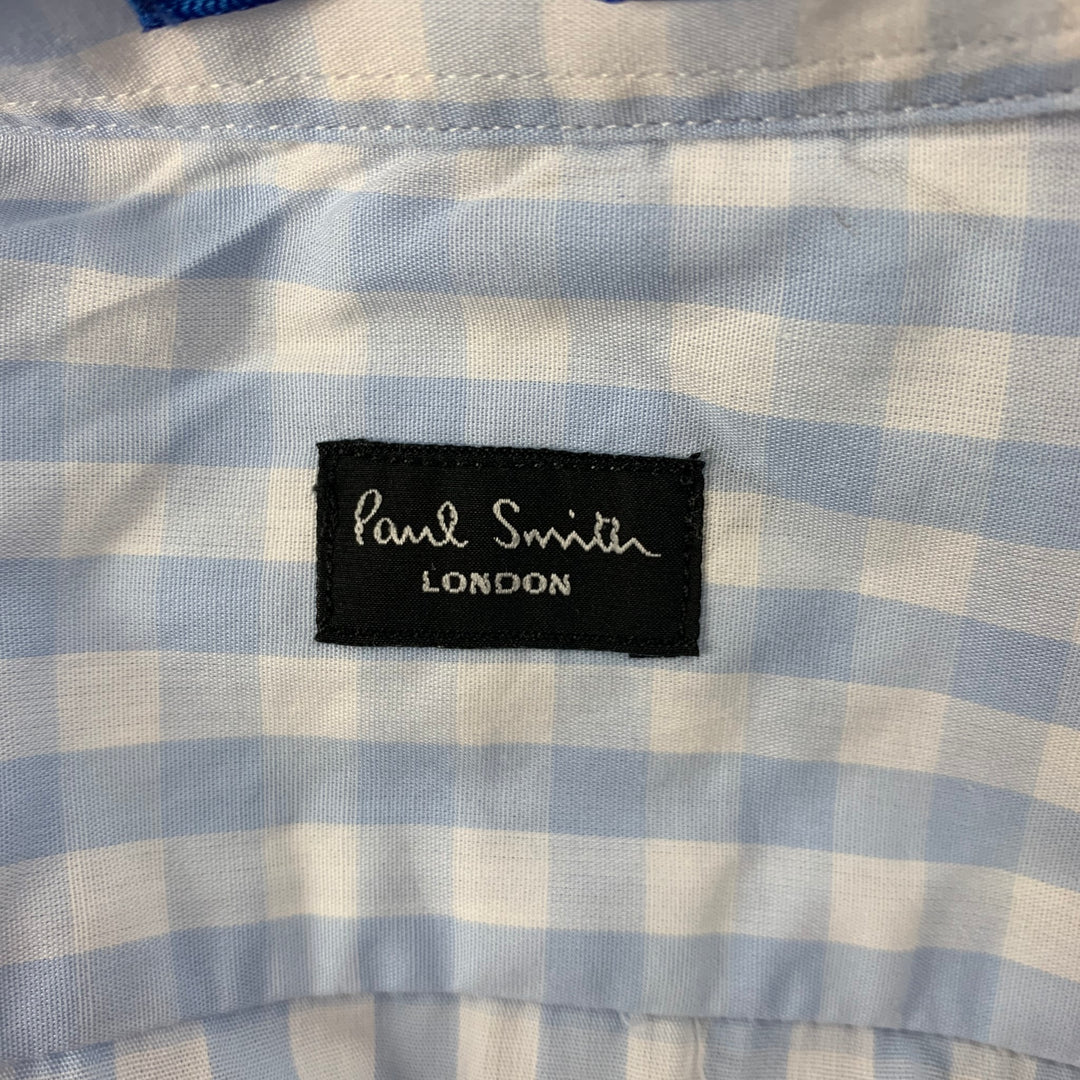 PAUL SMITH Size L Light Blue White Gingham Cotton Long Sleeve Shirt