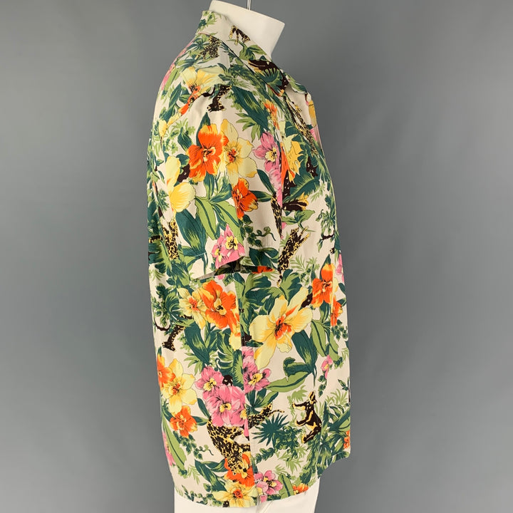 PAUL SMITH Size L Multi-Color Floral Cotton Short Sleeve Shirt