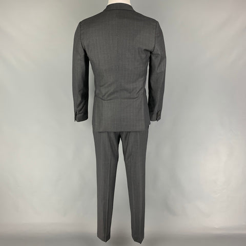 DSQUARED2 Size 38 Dark Gray Blue Stripe Wool Peak Lapel Suit