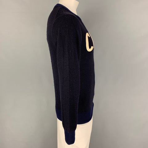 SCOTCH AND SODA Size M Navy Beige Wool Crew-Neck Sweater