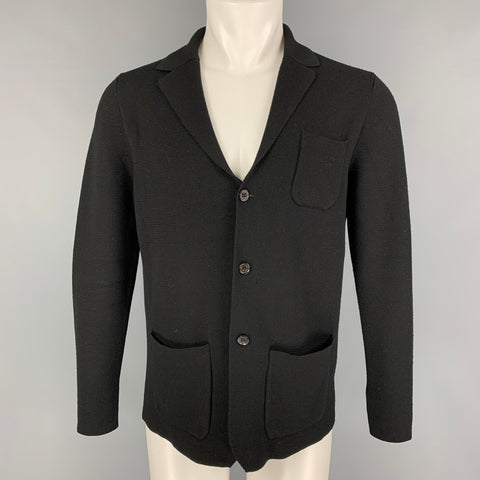 DRUMOHR Size S Black Merino Wool Cardigan