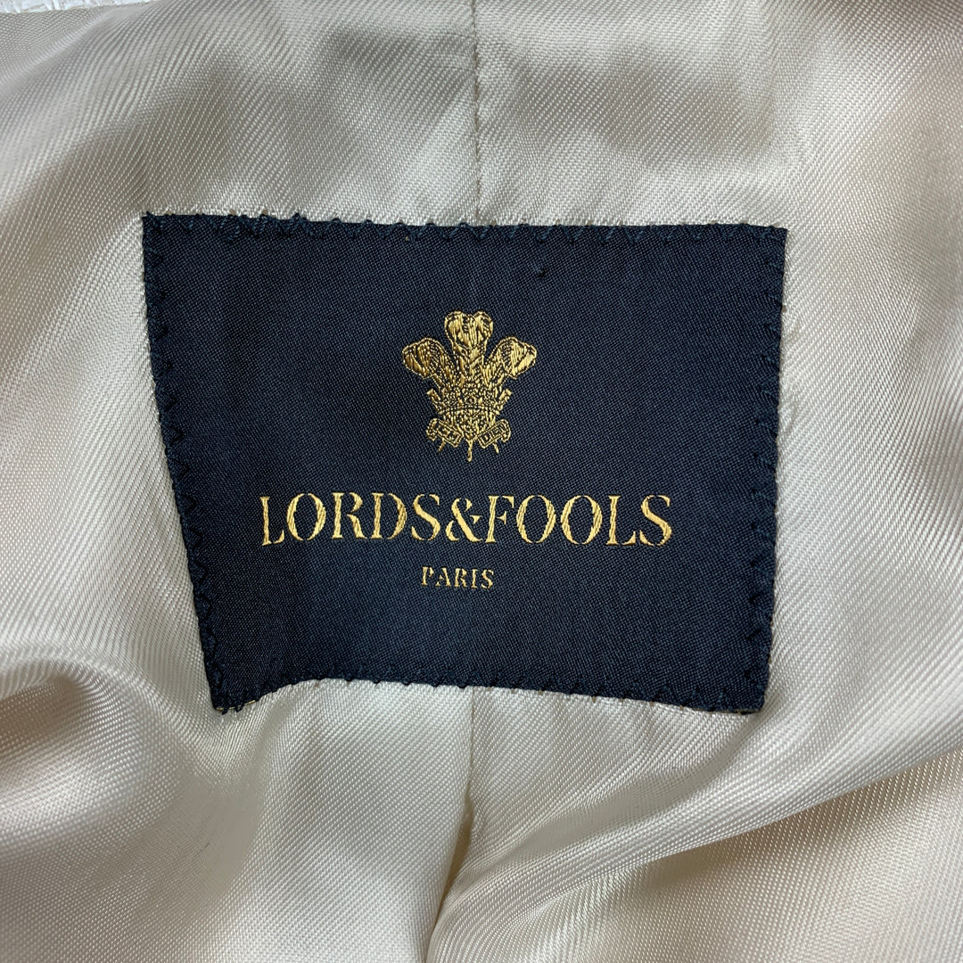 LORDS & FOOLS Size 38 Beige &  Black Woven Linen / Cotton Sport Coat