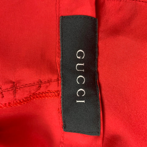 GUCCI by TOM FORD SS 2001 Size 34 Red Silk Drawstring Wide Leg Karate Pants