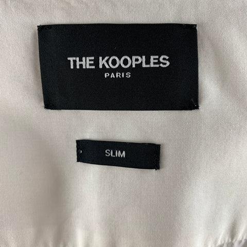 THE KOOPLES Size XL White Solid Cotton Open Collar Long Sleeve Shirt