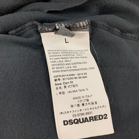 DSQUARED2 Size L Black White Graphic Crew-Neck T-shirt
