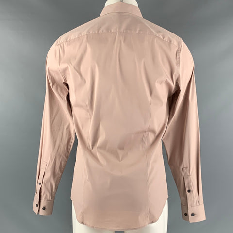 THEORY Size M Pink Cotton Blend Long Sleeve Shirt