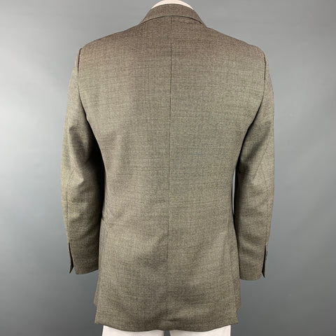 JOHN VARVATOS Size 48 Brown & White Houndstooth Virgin Wool Sport Coat