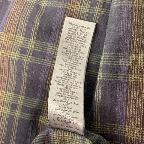 JOHN VARVATOS Size S Black Green Plaid Cotton Long Sleeve Shirt