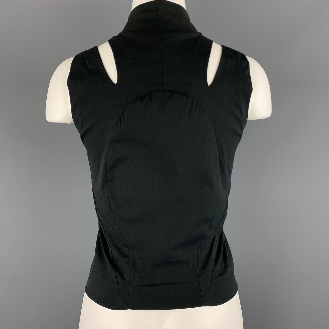 MARIA CORNEJO Size 6 Black Shoulder Cutout Zip Vest Top