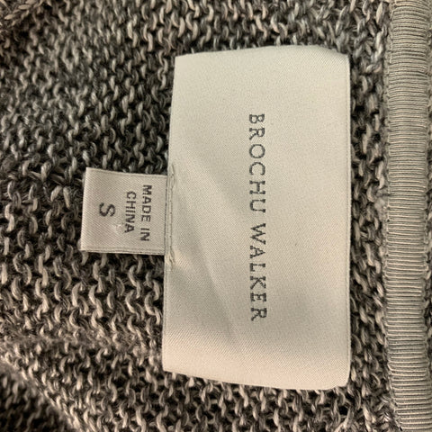 BROCHU WALKER Talla S Jersey con cordones de lino blanco gris jaspeado