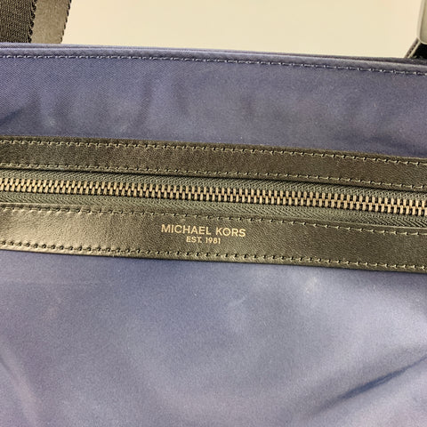 MICHAEL KORS Navy Black Leather Nylon Cross Body Bag