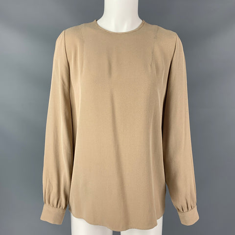 GIORGIO ARMANI Size 6 Beige Viscose Acetate Squares Blouse