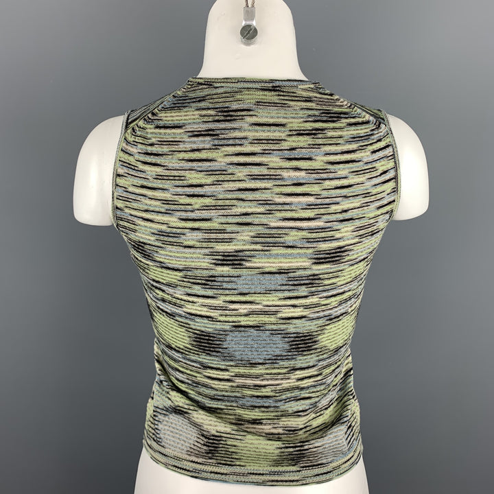M MISSONI Size 4 Green Knitted Wool / Acrylic Sleeveless Top