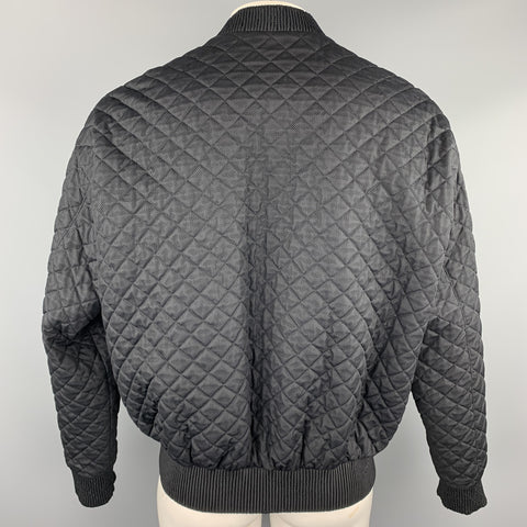 CALVIN KLEIN COLLECTION Size 42 Black Quilted Nylon Zip Up Jacket