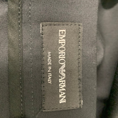 EMPORIO ARMANI  Size 44 Black Solid Wool Silk Shawl Collar 38 33 Suit