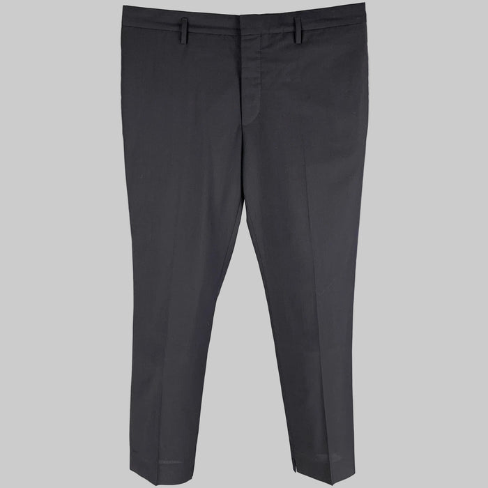 PRADA Size 34 Navy Virgin Wool Flat Front Dress Pants