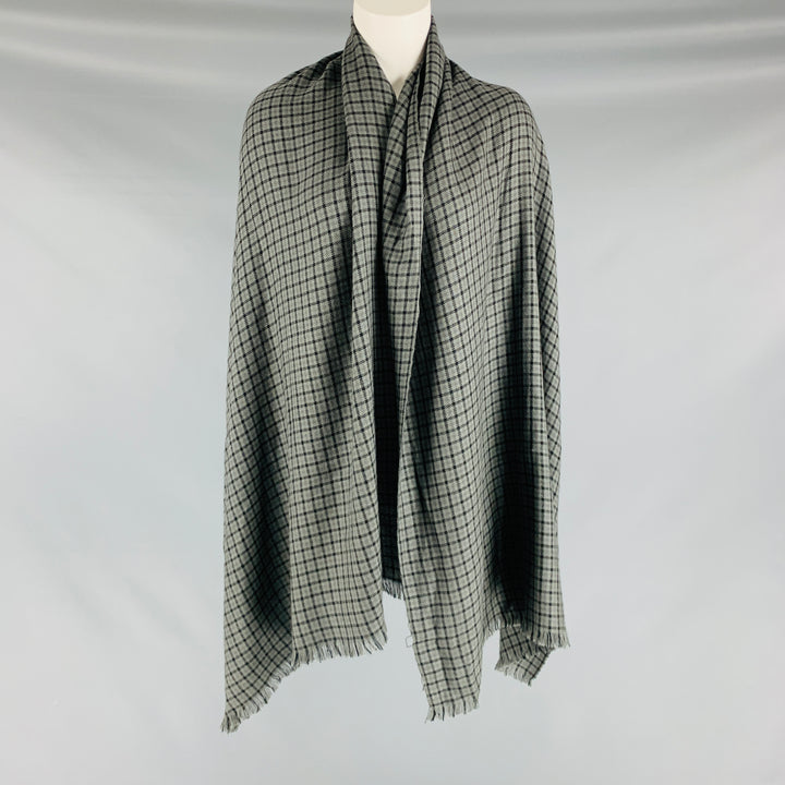 TOM FORD Grey Black Checkered Woven Scarves