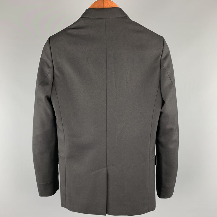 DIOR HOMME Size 34 Black Solid Wool Peak Lapel Sport Coat