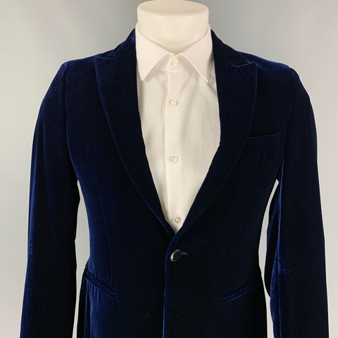 EMPORIO ARMANI Taille 36 Manteau de sport en viscose / soie en velours bleu