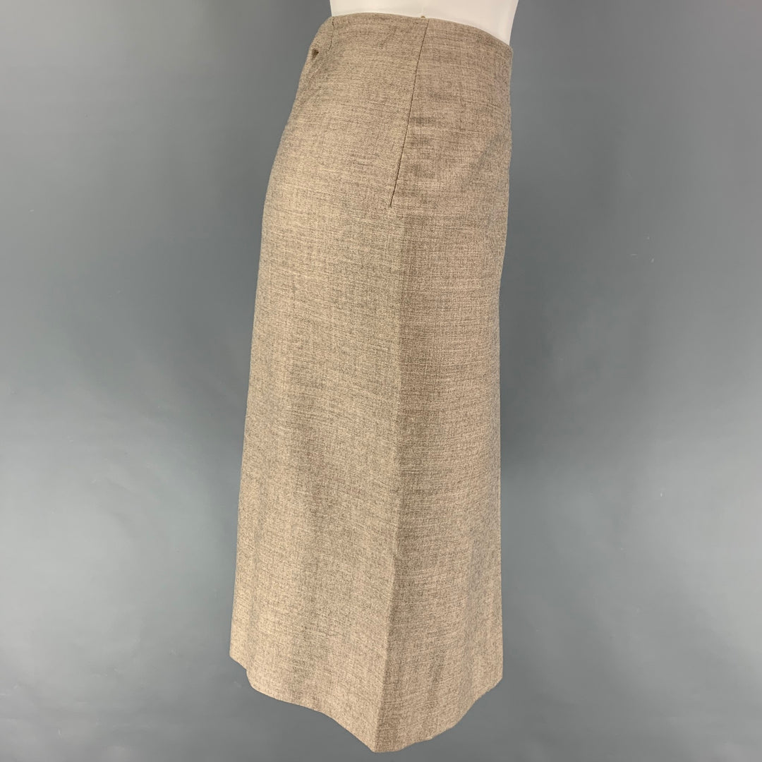 HERMES Size 4 Taupe Cashmere A-Line Skirt