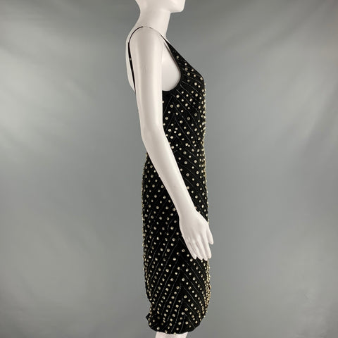 RETROFETE Taille S Robe droite perlée en polyester noir