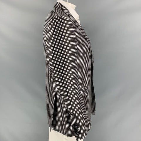 ETRO Size 42 Grey & Black Polka Dot Silk Notch Lapel Sport Coat