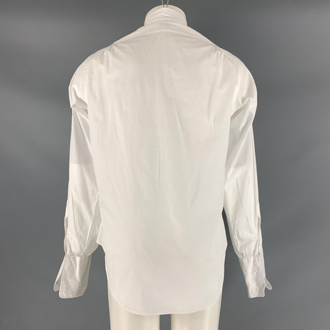 MAUS &amp; HOFFMAN Taille M Chemise de smoking en coton uni blanc à manches longues