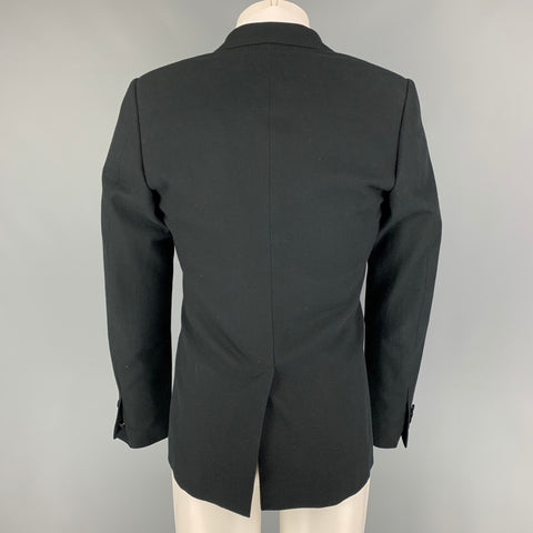 DOLCE & GABBANA Size 38 Black Textured Wool Blend Peak Lapel Sport Coat