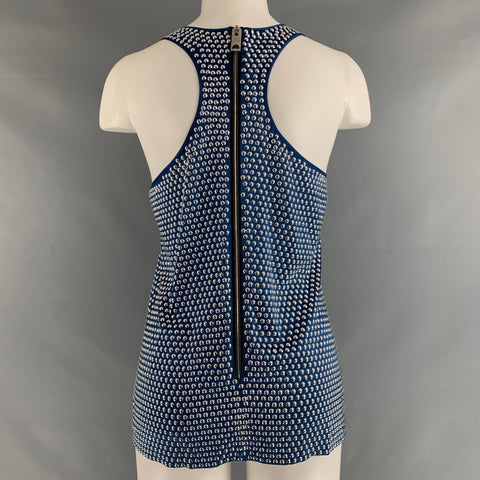 BURBERRY PRORSUM Size M Blue Silver Silk  Elastane Studded Racerback Dress Top