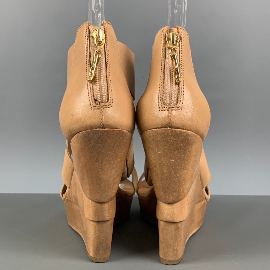 DIANE VON FURSTENBERG Size 6.5 Beige Leather Platform Sandals