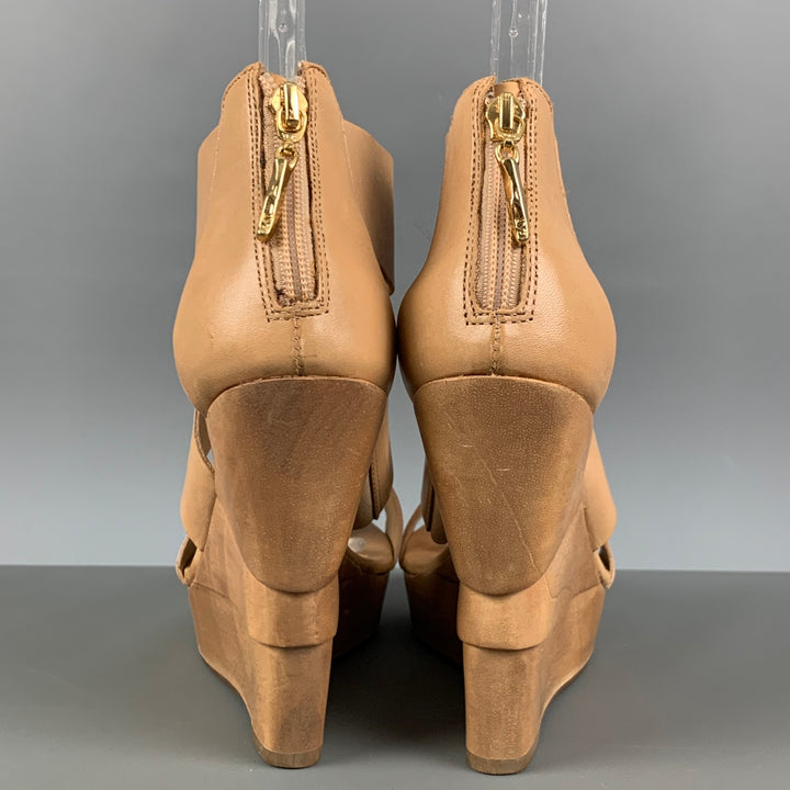 DIANE VON FURSTENBERG Size 6.5 Beige Leather Platform Sandals