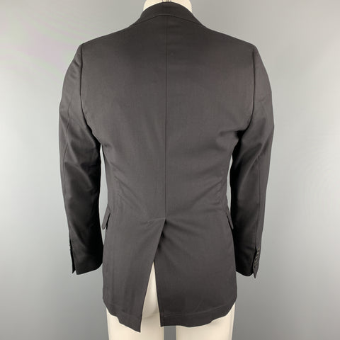 MESSAGERIE 36 Black Solid Polyester Blend Peak Lapel Single Breasted Sport Coat