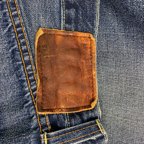 LEVI'S 501 Size 36 Blue Washed Selvedge Denim Button Fly Jeans