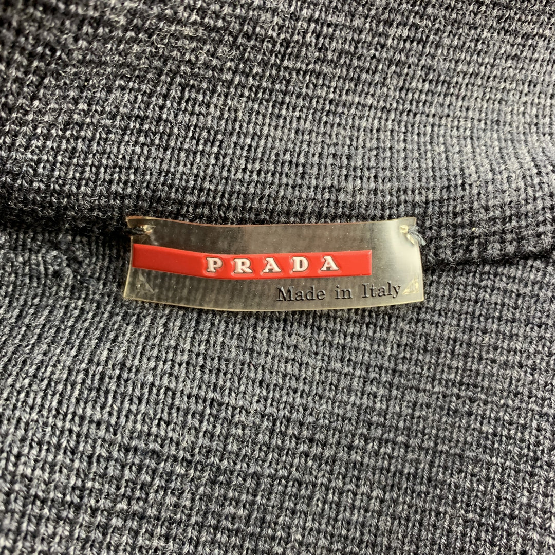 PRADA Size 38 Dark Gray Mixed Materials Wool Zip Up Jacket